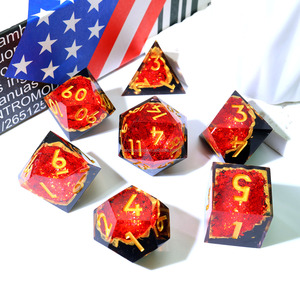 مجموعة نرد الجيود الأحمر المذهل RPG ، نرد DND الراتينج اليدوي الفريد للنزانات والألعاب اللوحية والتنين - Product Image 2