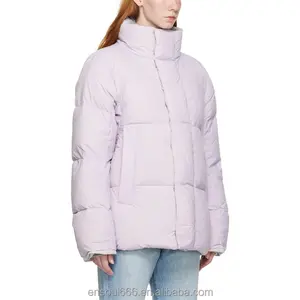 Mantel gelembung musim dingin wanita, jaket Puffer bulu angsa wanita, mantel jaket Down untuk wanita