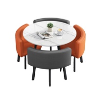 Mesa de Comedor Redonda de Pizarra de Lujo Ligero para 4 Personas con Juego de Sillas para el Hogar, Apartamentos Pequeños, Tiendas Comerciales y Recepción