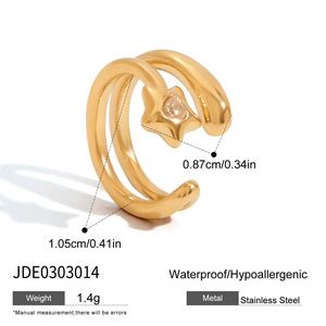Aretes Tipo Cuff de Acero Inoxidable Chapado en Oro de 18K con Diseño de Estrella Celestial y Pedrería para Mujer de J&D Designer, Joyería de Moda - Product Image 6