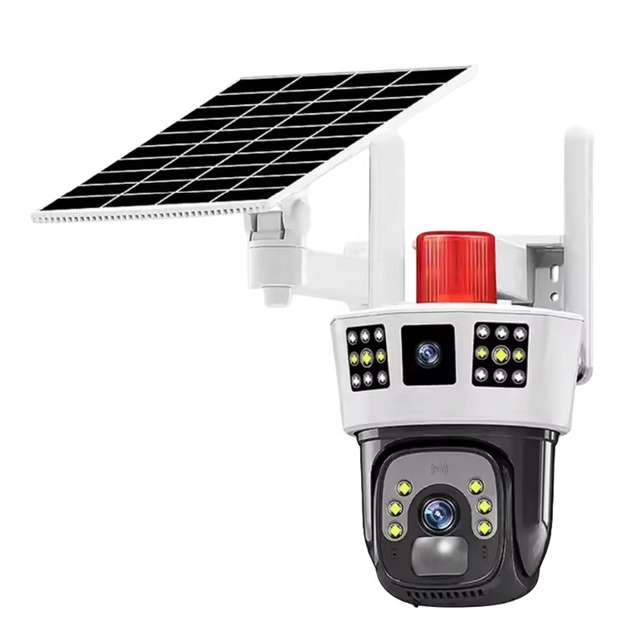 V380 4k Solar Powered Security Camera Dual Lens Wireless Outdoor WiFi 4g Sim Card Solar Panel Ptz Camera for CCTV