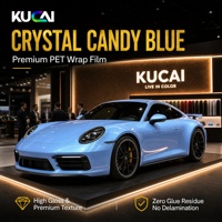 Film adhésif pour voiture de couleur bleu cristal brillant, effet changeant de couleur, sans bulles, auto-adhésif, bonne élasticité, autocollants en vinyle pour voiture