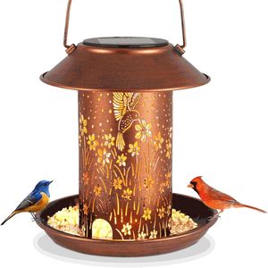 Premium esterno impermeabile appeso in metallo solare lanterna mangiatoie per uccelli da giardino decorazione per il cortile birdwatching per compleanni e donne - Product Image 2