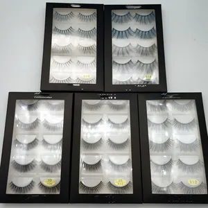 5 Pairs PBT Synthetic Fiber False Eyelashes Korean Silk Eyelashes Full Strip Eyelashes 3D Lashes