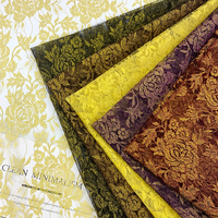 Tissu floral en fil d'or brillant élégant de luxe en gros pour robe de mariée, robe de soirée, robe de fête