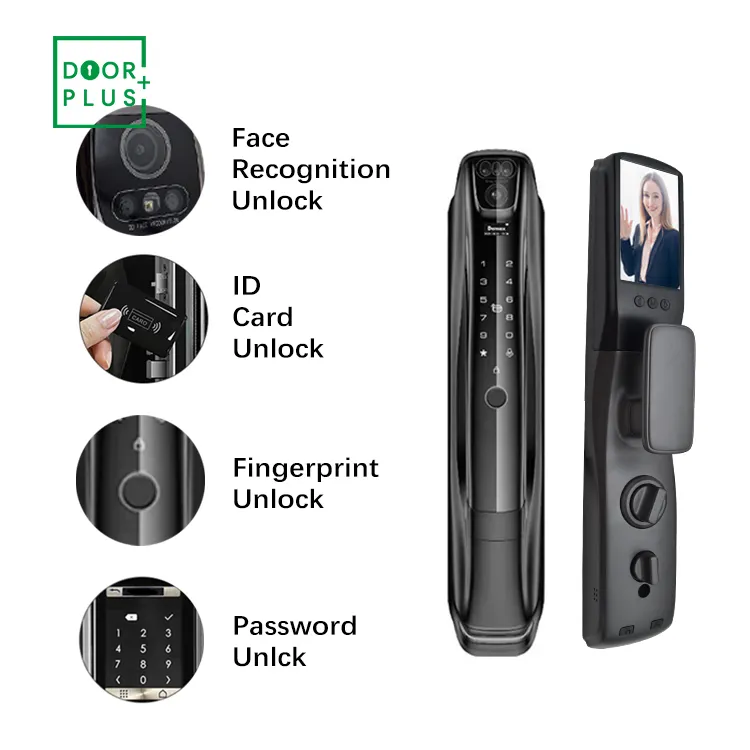 Doorplus New Arrival Smart Door Lock Fingerprint Digital Wifi Lock Connected Camera Monitor Send Photo To Mobile Smart Door Lock