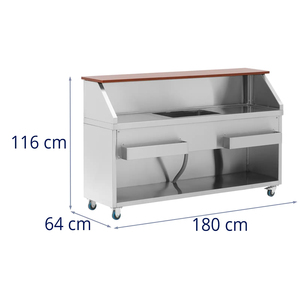 Mobile <b>Bar</b> Station Stainless Steel Cocktail Cart <b>Freestanding</b> Beverage Trolley with Sink Drawers Wheels for Commercial Kitchen - Product Image 4