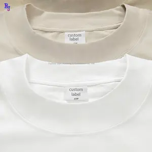 Custom Highest Grade Boxy 260gsm 100% Cotton Mock Neck T Shirt Printing Heavy Oversized T-Shirt Men's White Blank Plain T Shirts