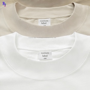 Custom Highest Grade Boxy 280gsm 100% Cotton Mock Neck T <strong>Shirt</strong> Printing Heavy Oversized T-<strong>Shirt</strong> Men's <strong>White</strong> Blank <strong>Plain</strong> T <strong>Shirts</strong> - Product Image 1