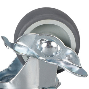 Tpr Swivel Caster 1.5 Inch Flat Bottom Side Brake Ball Bearing Gray Industrial Furniture Wheel - Product Image 2
