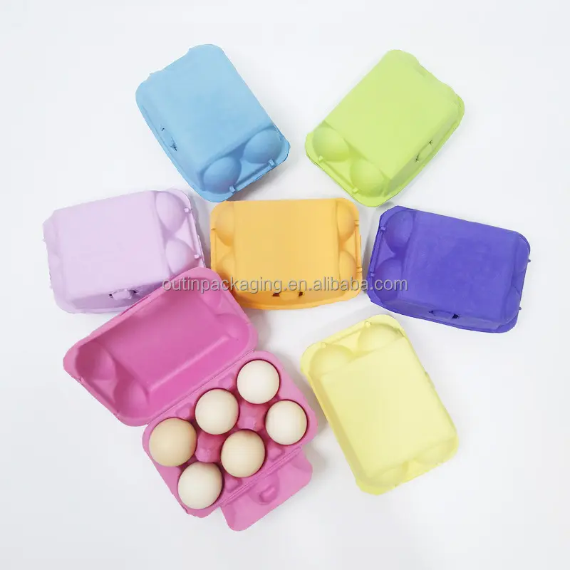 Wholesale Recycled color Cartons for Chicken Eggs toys Easter egg 6 cells paper egg tray carton for sale