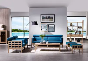 Set sofa elegan desainer hotel High-end mewah ruang tamu rumah modern furnitur kayu tiga kursi kustom OEM