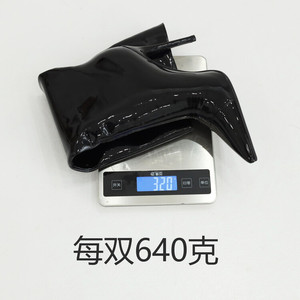 Bottes mi-mollet en cuir noir brillant pour femme, style décontracté, sexy et luxueux, collection automne-hiver - Product Image 6