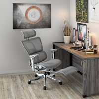 Chaise de bureau ergonomique moderne en maille à dossier haut, avec support lombaire réglable, fonction d'inclinaison et vérin à gaz 4 positions