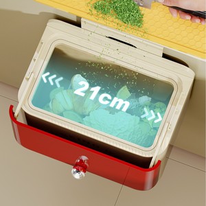 Kitchen Wall Mounted Trash Can Rectangular Flip Top Lidded Indoor Use Large Capacity Household Waste Bin - Product Image 3