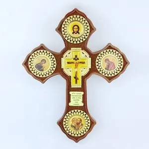 HT на заказ изображение ортодоксальные иконы в форме Креста ортодоксальное металлическое покрытие икона Иисуса Девы Марии религиозные украшения