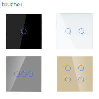 Interrupteur tactile mural Touchmi standard UE 1/2/3/4 voies, panneau en verre trempé, noir, blanc, gris, or, capteur tactile