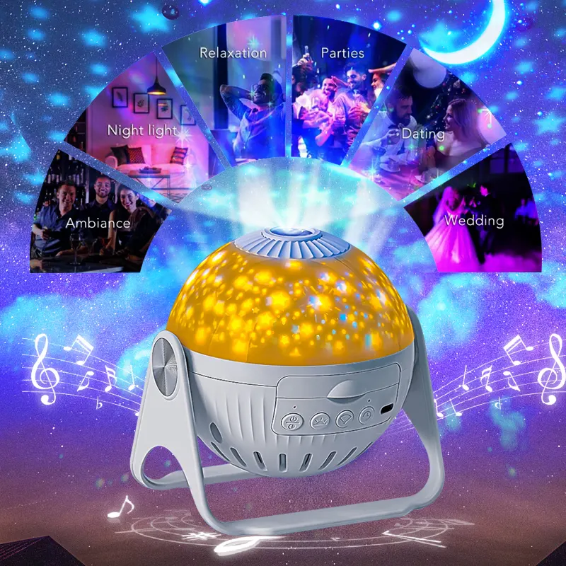 2022 Newest BT Music LED Starry Sky Projector Lamp 6 in 1 Rotating Galaxy Projection Night Light with Nebula Moon Planets Deer