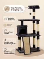 Structure d'escalade robuste pour chat en peluche avec poteaux à gratter en sisal naturel, arbre à chat multi-niveaux en velours pour chatons d'intérieur