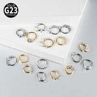Anneau de septum articulé en titane G23 ASTM F136, clicker, anneau de nez, bijou de piercing polyvalent pour hélix et cartilage