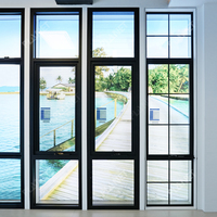 Ventana de Aluminio Moderna con Aislamiento Térmico, Color Negro Mate, Tipo Horizontal, para Dormitorio, Villa o Vista al Mar