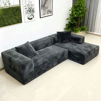 Canapé modulaire en velours côtelé, rembourré en tissu, avec ressorts compressés, pour salon