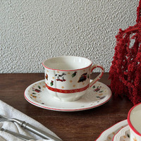Service de table en céramique vintage de luxe léger pour Noël, assiettes exquises pour le thé de l'après-midi, le dessert et le petit-déjeuner, coffret cadeau