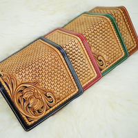 Porte-passeport en cuir de vachette denim floral occidental gravé à la main Sanil sans fermeture Fabriqué en Chine