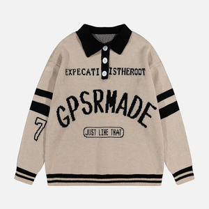 Maglione Pullover da uomo con motivo <span class=keywords><strong>Jacquard</strong></span> in maglia <span class=keywords><strong>Jacquard</strong></span> con collo a <span class=keywords><strong>Polo</strong></span> Casual a maniche lunghe con Logo personalizzato - Product Image 1