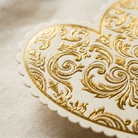 Cartes à boucles d'oreilles personnalisées en carton épais ivoire, motif cœur damassé doré, gaufrage à chaud, pour présentation de bijoux, OEM, personnalisables, en gros
