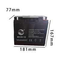 Baterai Asam Timbal Tertutup VRLA Isi Ulang MVVTON 12V 20Ah 240Wh Guangdong untuk Mobil Listrik