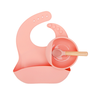 Ensemble de <span class=keywords><strong>vaisselle</strong></span> pour bébé en silicone avec logo personnalisé, cuillère, fourchette, bol, bavoir, ensemble de repas pour enfants - Product Image 1