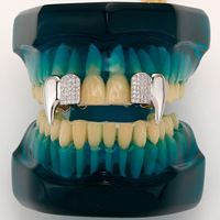 Grilles dentaires en or plaqué diamant Hip Hop, or argent, ensemble de grilles dentaires gauche et droite, bijoux de corps Hip Hop tendance