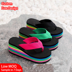 Logo personalizzato 6.5CM <span class=keywords><strong>da</strong></span> donna con plateau sandali con zeppa pigro e infradito - Product Image 1