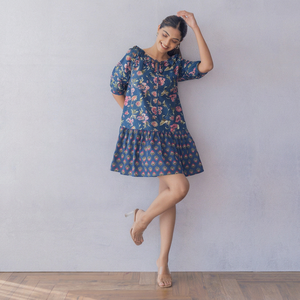 Floral Print Mini <b>Dress</b> With Flounce Collar <b>Flutter</b> <b>Sleeves</b> For Women Featuring Lightweight Fabric Modern Style Comfortable Fit - Product Image 1
