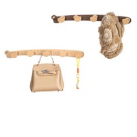 Porte-manteau mural en bois de noyer noir avec crochets en bois massif, design perforé, motif mignon pour entrée et couloir