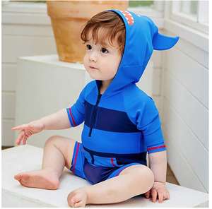 Maillot de bain une pièce à manches longues pour bébé garçon avec chapeau UPF 50+ Ensemble de maillot de bain anti-UV motif requin - Product Image 4