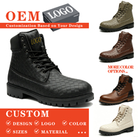 Cuir en gros pour bottes de travail montantes imperméables, style streetwear et randonnée, avec œillets dorés personnalisés, semelle crantée épaisse, unisexe