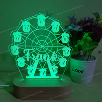 Grande roue veilleuse acrylique pour découpé au laser, lumière LED écologique nom personnalisé lumière chambre LED décor signe cadeau