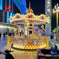 Manège de luxe pour parc d'attractions extérieur, équipement de terrain de jeux commercial, carrousel pour enfants 8 places