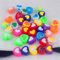 Perles de cheveux en acrylique bicolores en forme de cœur à grand trou, manchettes pour dreadlocks, accessoires pour tresses africaines, perles lâches, bijoux pour perruques à tresser DIY
