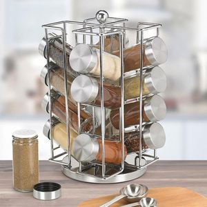 Hot Selling Product <b>Spice</b> Cabinet <b>Organizer</b> Pull Out Mid Century Modern Vertical Rotating <b>Spice</b> <b>Rack</b> With Jars - Product Image 5