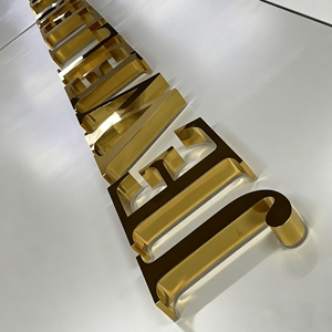 Chất Lượng Cao Tùy Chỉnh Dấu Hiệu Vàng Thép Không Gỉ Chiếu Sáng Kim Loại Gương <span class=keywords><strong>LED</strong></span> Dấu Hiệu Laser Cắt Kim Loại Đánh Bóng Backlit Thư Dấu Hiệu - Product Image 6