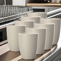 Ensemble de tasses en paille de blé, 8 pièces, réutilisables, 12 oz, incassables, petites tasses à boire, compatibles micro-ondes, lave-vaisselle et congélateur