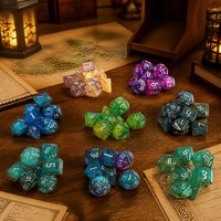 Jeu de dés polyédriques en acrylique, 7 pièces, D4 D6 D8 D10 D12 D20, dés DND à paillettes galactiques pour jeux de rôle sur table Dungeons & Dragons