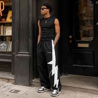 Pantalon cargo streetwear personnalisé à marque privée, 420 GSM, épais, délavé à l'acide, avec patch brodé, appliqué et strass, fabricant OEM