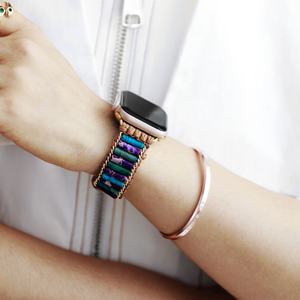 Correa de reloj de piedra natural con cuentas góticas únicas para parejas <span class=keywords><strong>Appel</strong></span> Series 7 correas de reloj - Product Image 2