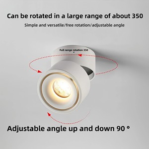 Hiện đại vòng có thể gập lại <span class=keywords><strong>LED</strong></span> trần Spotlight COB bề mặt được gắn Downlight với góc độ điều chỉnh cho trong nhà sử dụng thương mại - Product Image 4