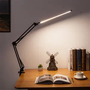 Moderna lampada da tavolo a Led Ultra-sottile alla moda lampada da lettura braccio oscillante 3 modalità 10-level lampada da scrivania a Led dimmerabile con morsetto