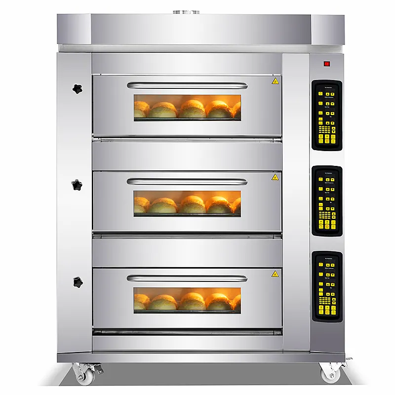 3 piani 6 teglie/forno a piani/forno a gas per la cottura del pane/forno per cuocere il pane